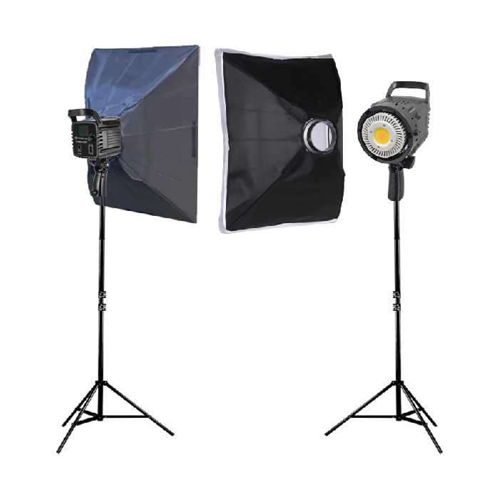 کیت تولید محتوا دو شاخه ویدئو لایت COB BK-1201 همراه با سافت باکس و پایه