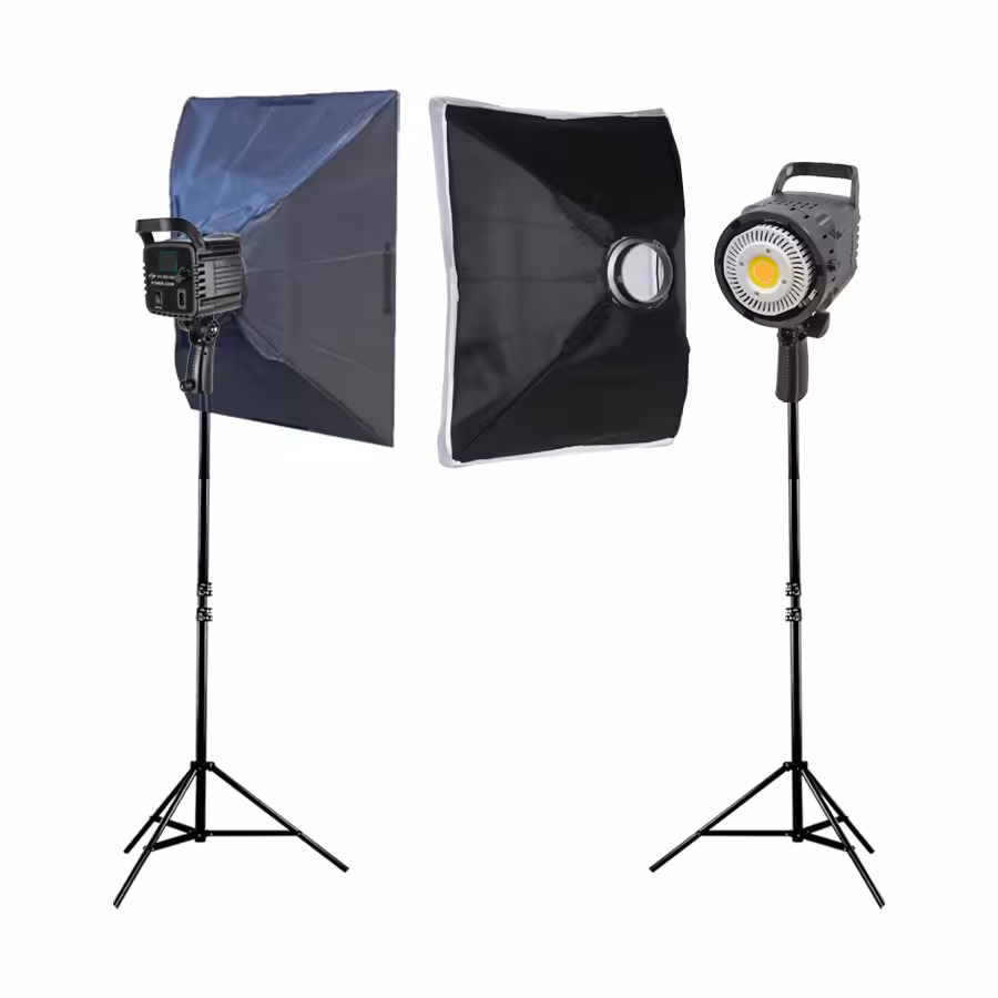 کیت تولید محتوا دو شاخه ویدئو لایت COB BK-1201 همراه با سافت باکس و پایه