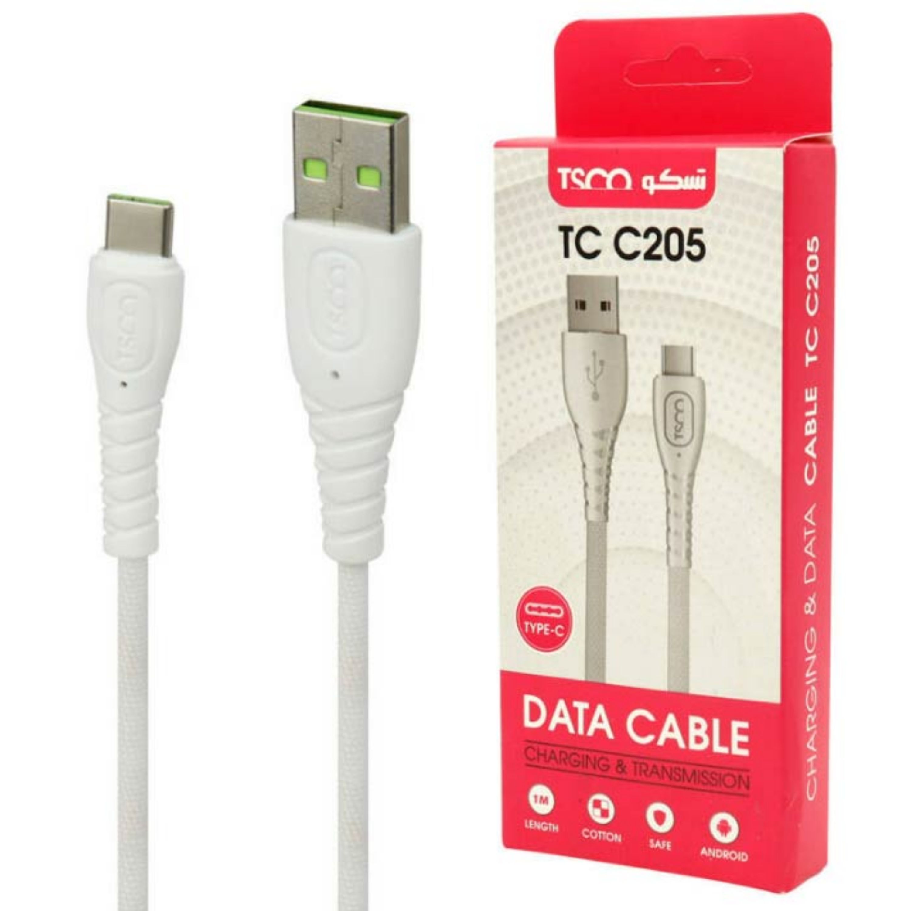 کابل شارژ Type-C تسکو  TCC205 یک متری با گارانتی 6 ماهه