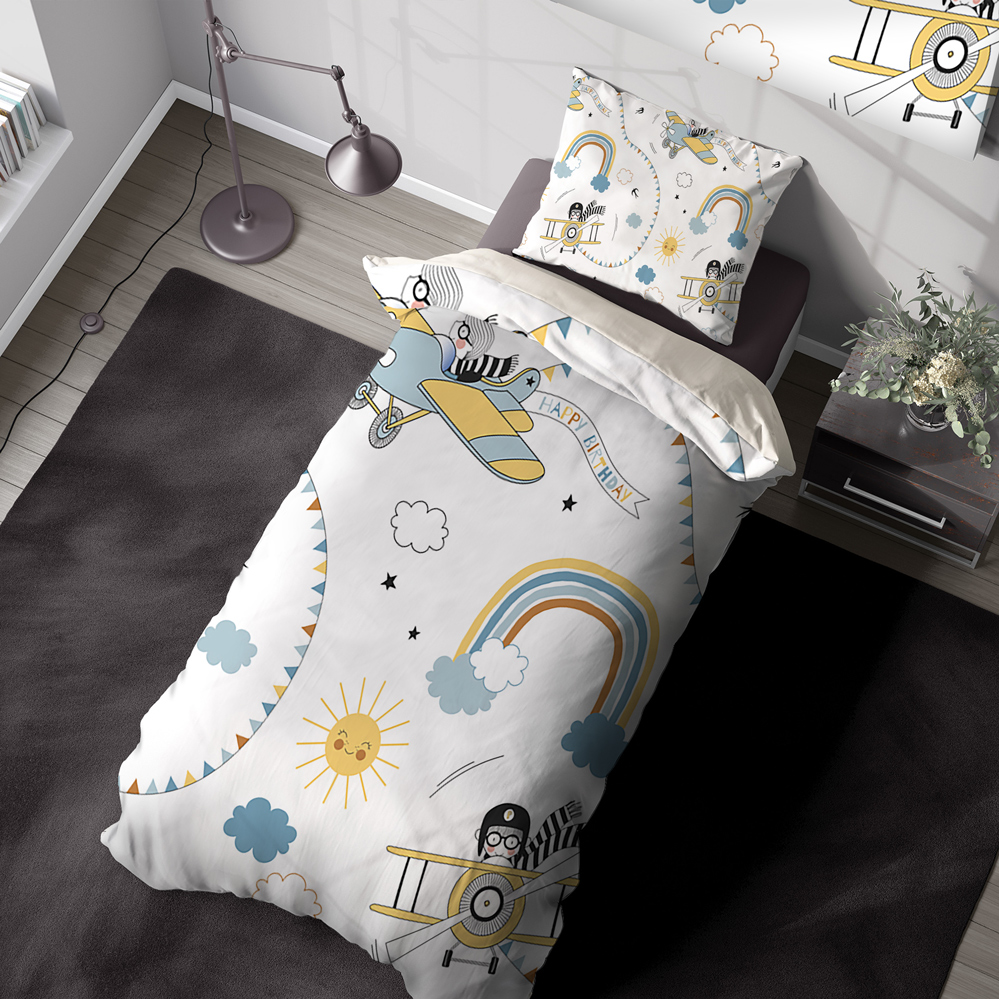 روتختی کودک پسر طرح هواپیما و رنگین کمان BAs-4701