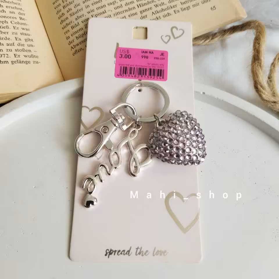 آویز کلید قلب و لاو جاکلیدی نگینی جاکلیدی قلب جاکلیدی بنفش آویز کلید بنفش