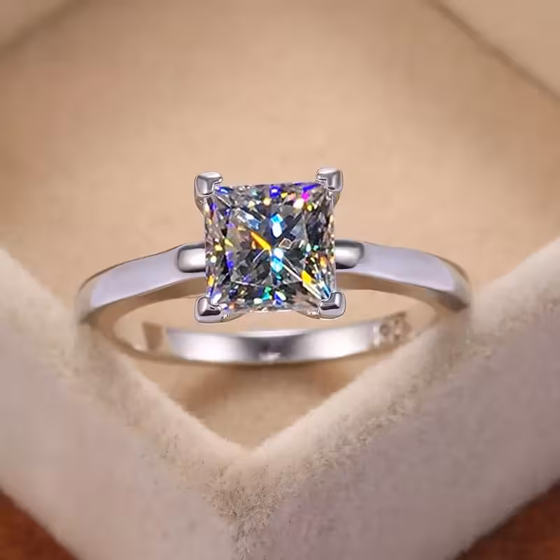 انگشتر تک نگین مربعی کد F266