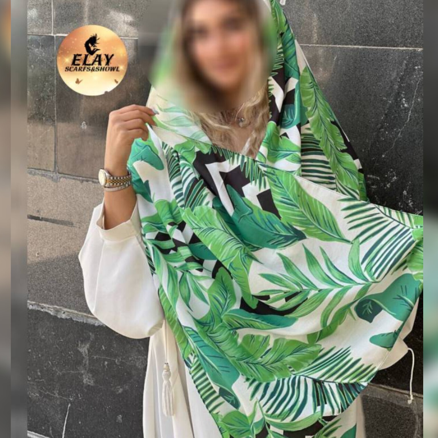 شال طرح هاوایی سبز رنگ کیفیت درحد شال اورجینال وارداتی 