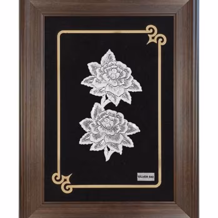 تابلو نقره دو گل رز