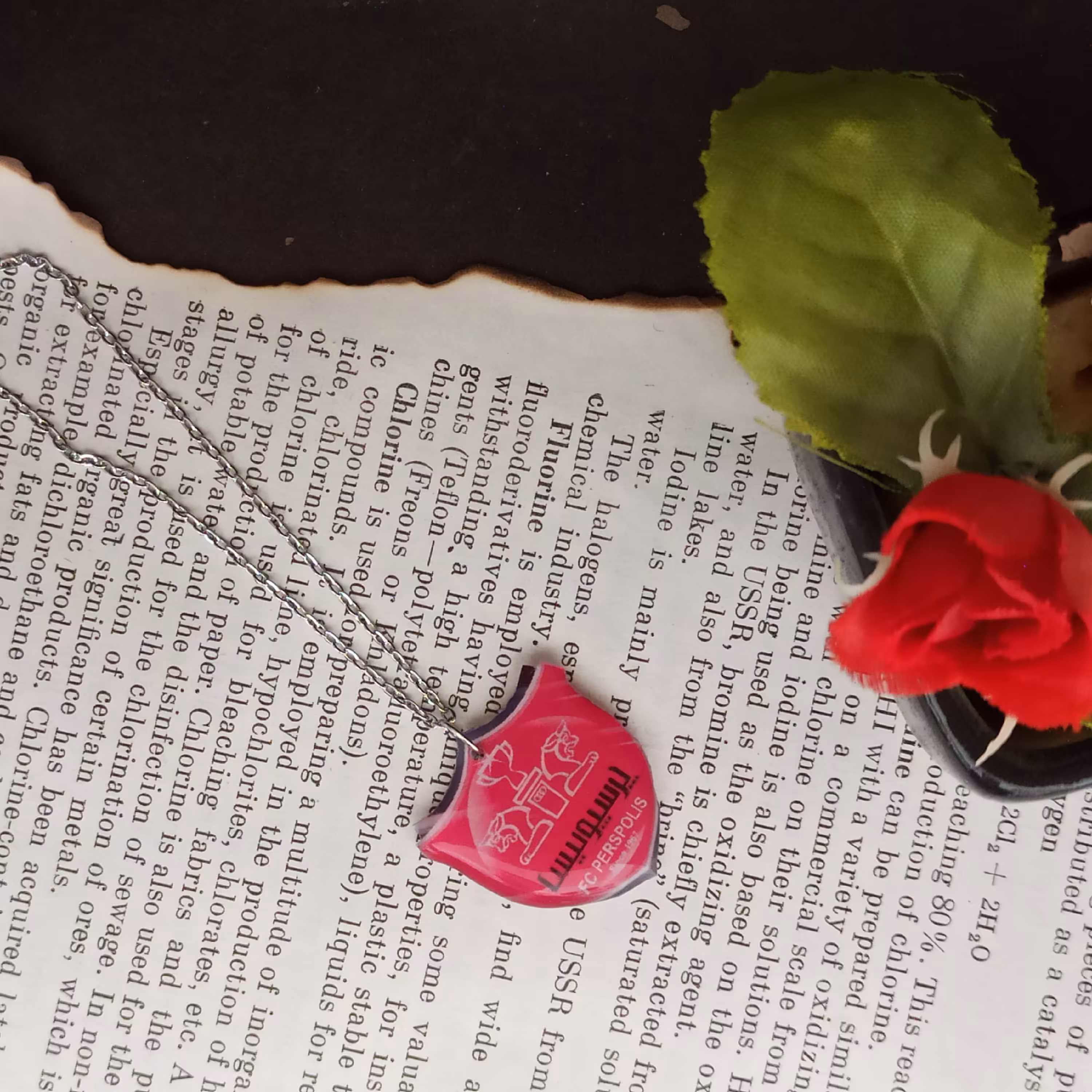 گردنبند طرفداری پرسپولیس مناسب آقایان و بانوان با زنجیر استیل رنگ ثابت 