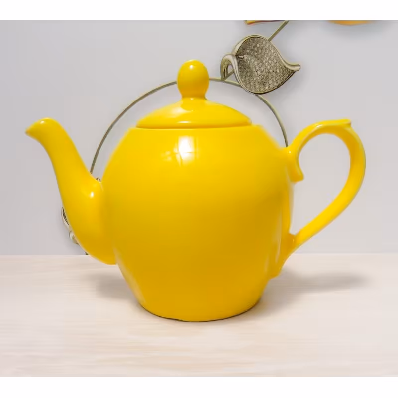 قوری سرامیکی زرد حجم 600 سی سی (خرید مستقیم از تولید کننده)