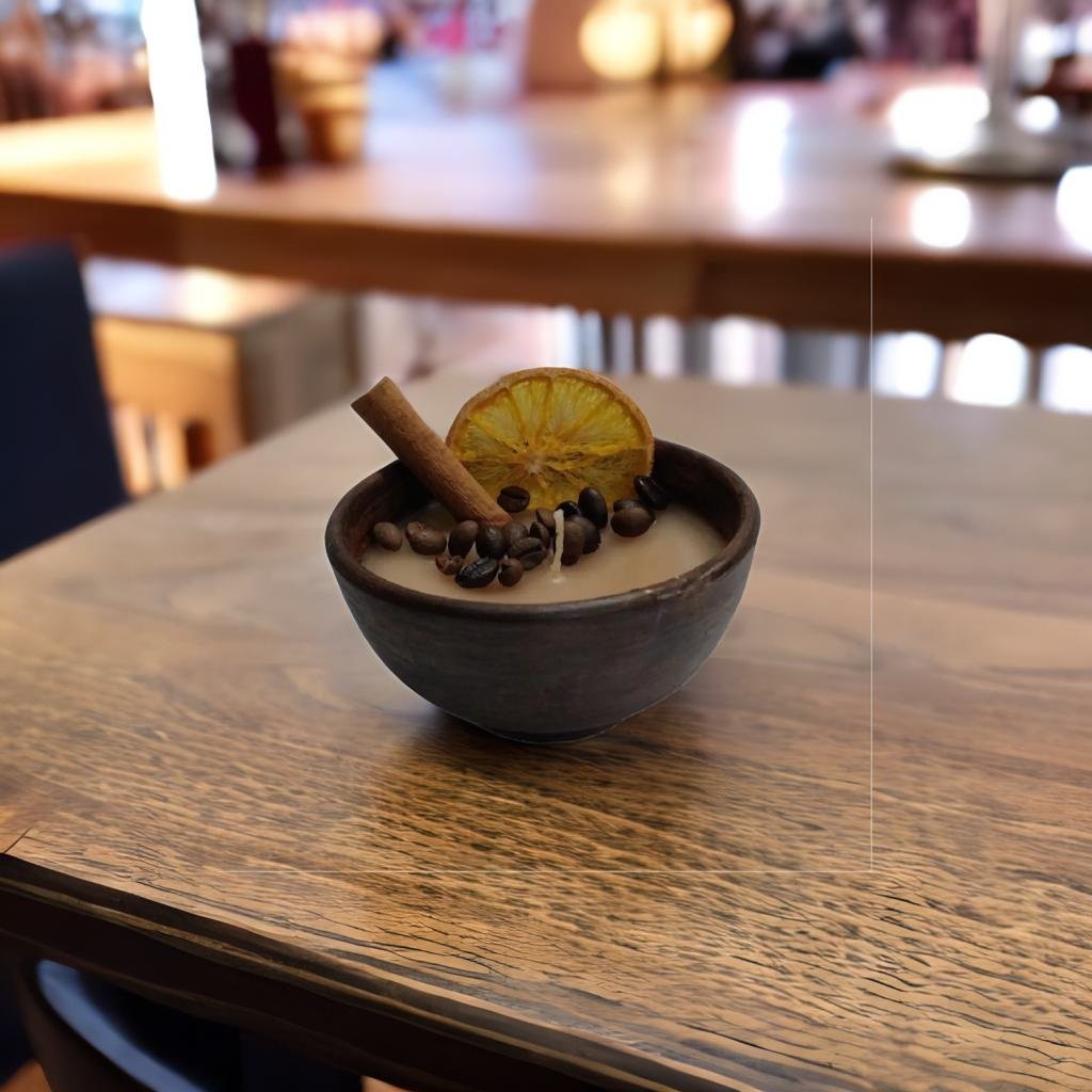 شمع کاسه ای طرح  پرتقال قهوه