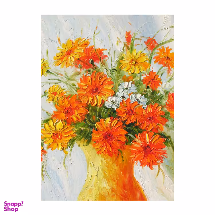 مگنت طرح گلدان ژرورا نارنجی سایز 5×7 سانتی متر