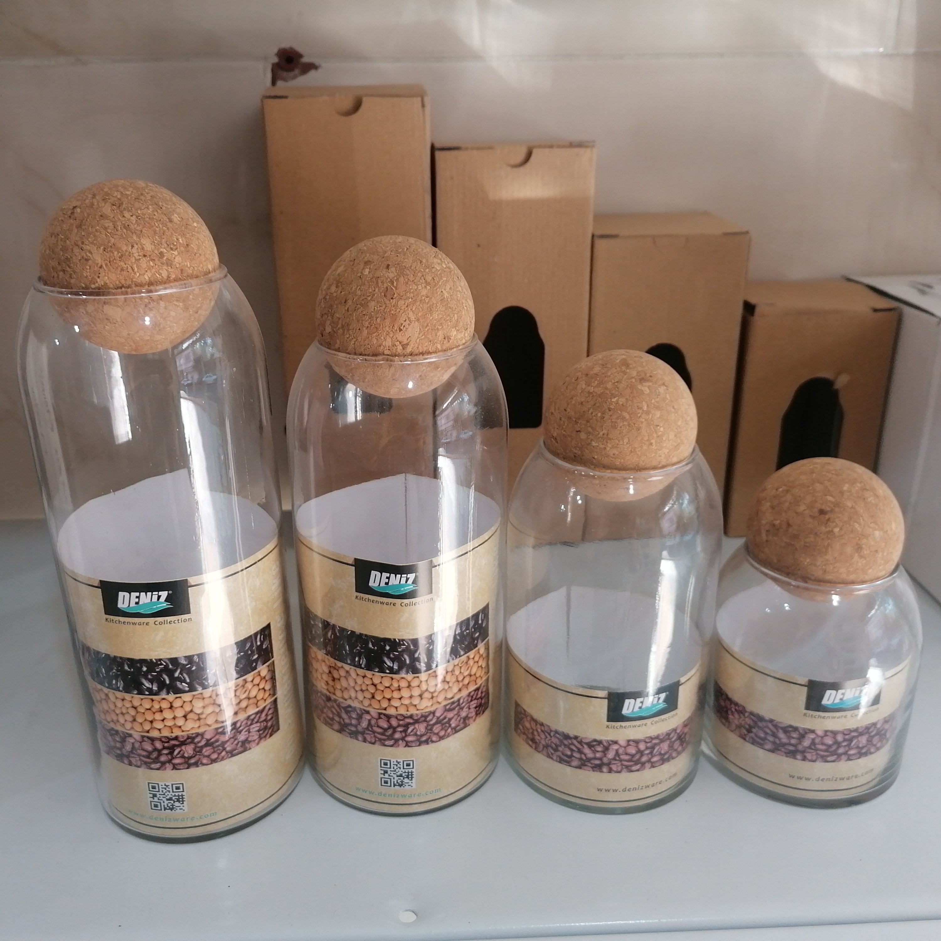 بانکه حبوبات چهار سایز دنیز با درب چوبپنبه