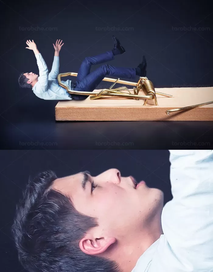 عکس با کیفیت کسب و کار مفهومی گیر افتادن در تله - گرافیک با طعم تربچه