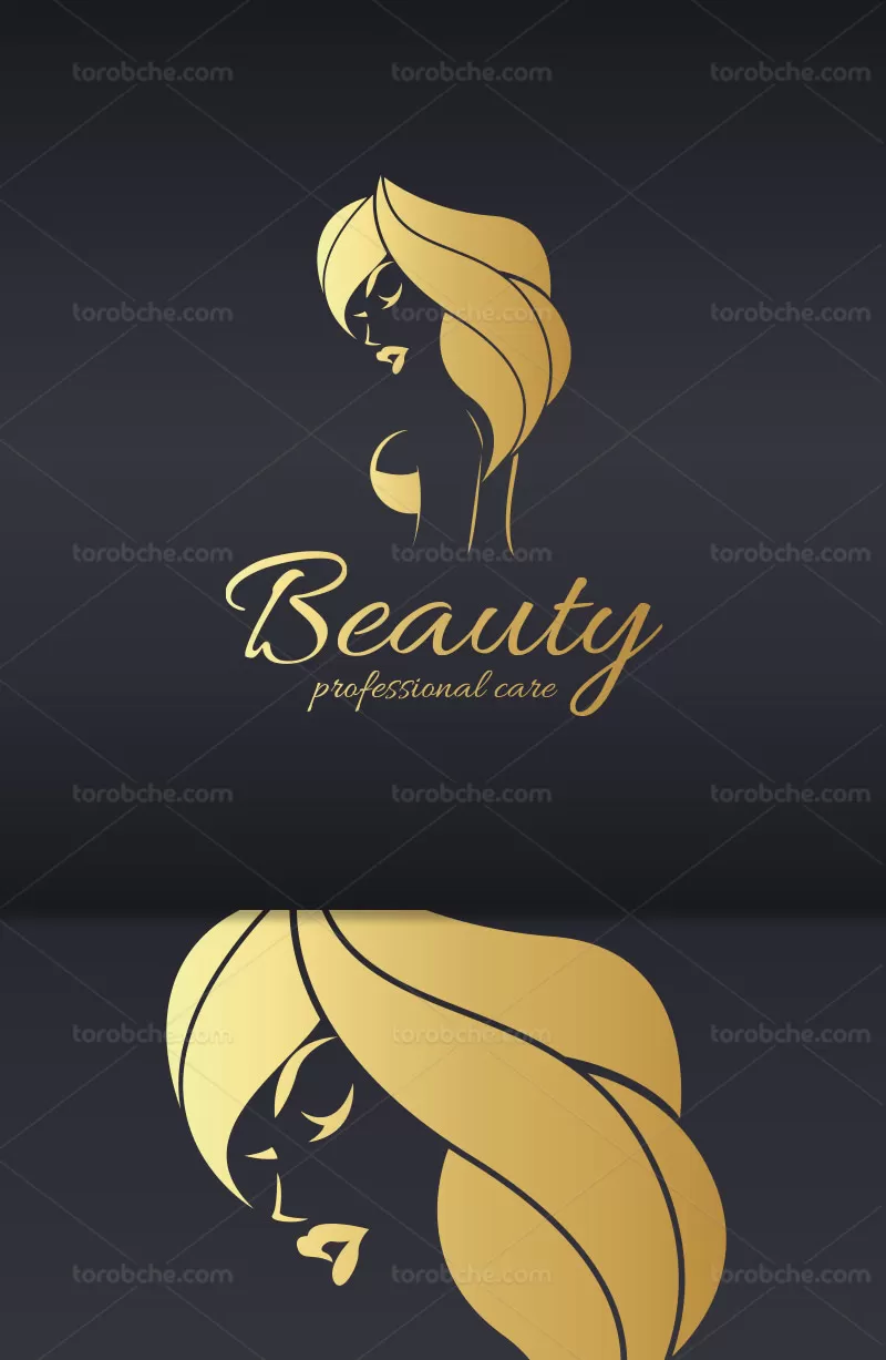 وکتور لوگو سالن آرایشی بانوان طلایی | گرافیک با طعم تربچه