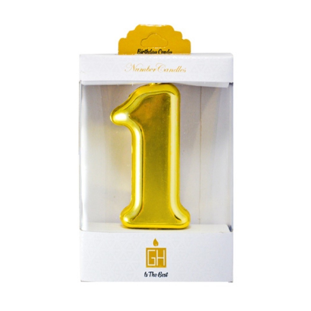 شمع کروم طلایی عدد یک (1)( شمع کروم.شمع عدد یک .شمع 1 .شمع رو کیکی.شمع تولد.شمع ساده