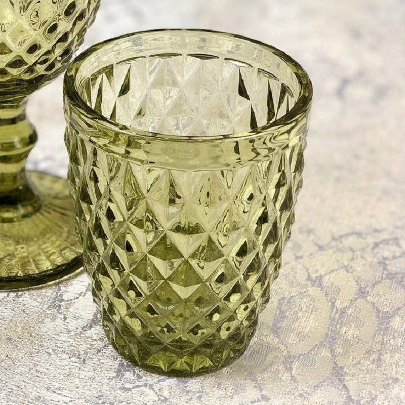 لیوان سبز طرح الماسی بسته 6 عددی 