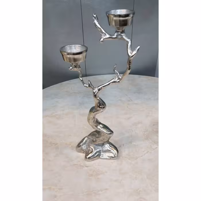 شمعدان 2تایی درختی نقره ومات و طلایی الومینیوم تضمینی بدون تغیر رنگ