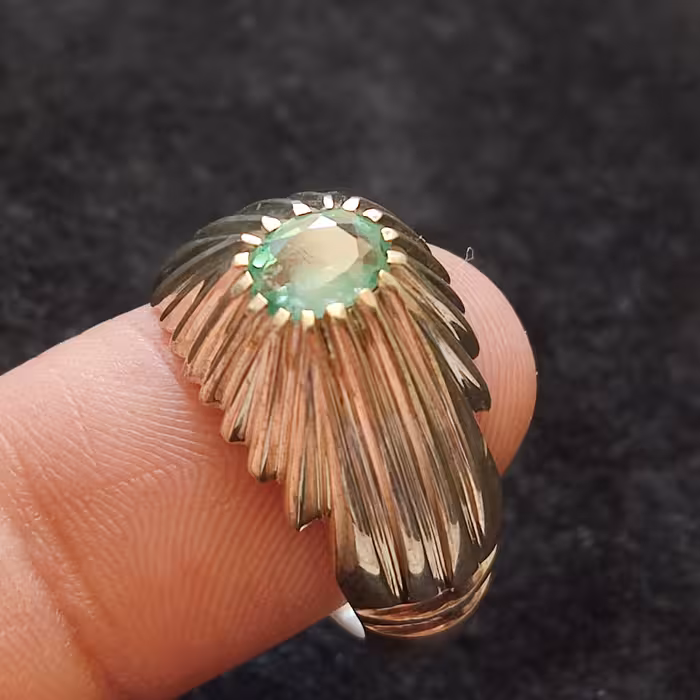 انگشتر زمرد پاک شفاف کریستالی زامبیا با طبع کلمبیا شناسنامهGIAE