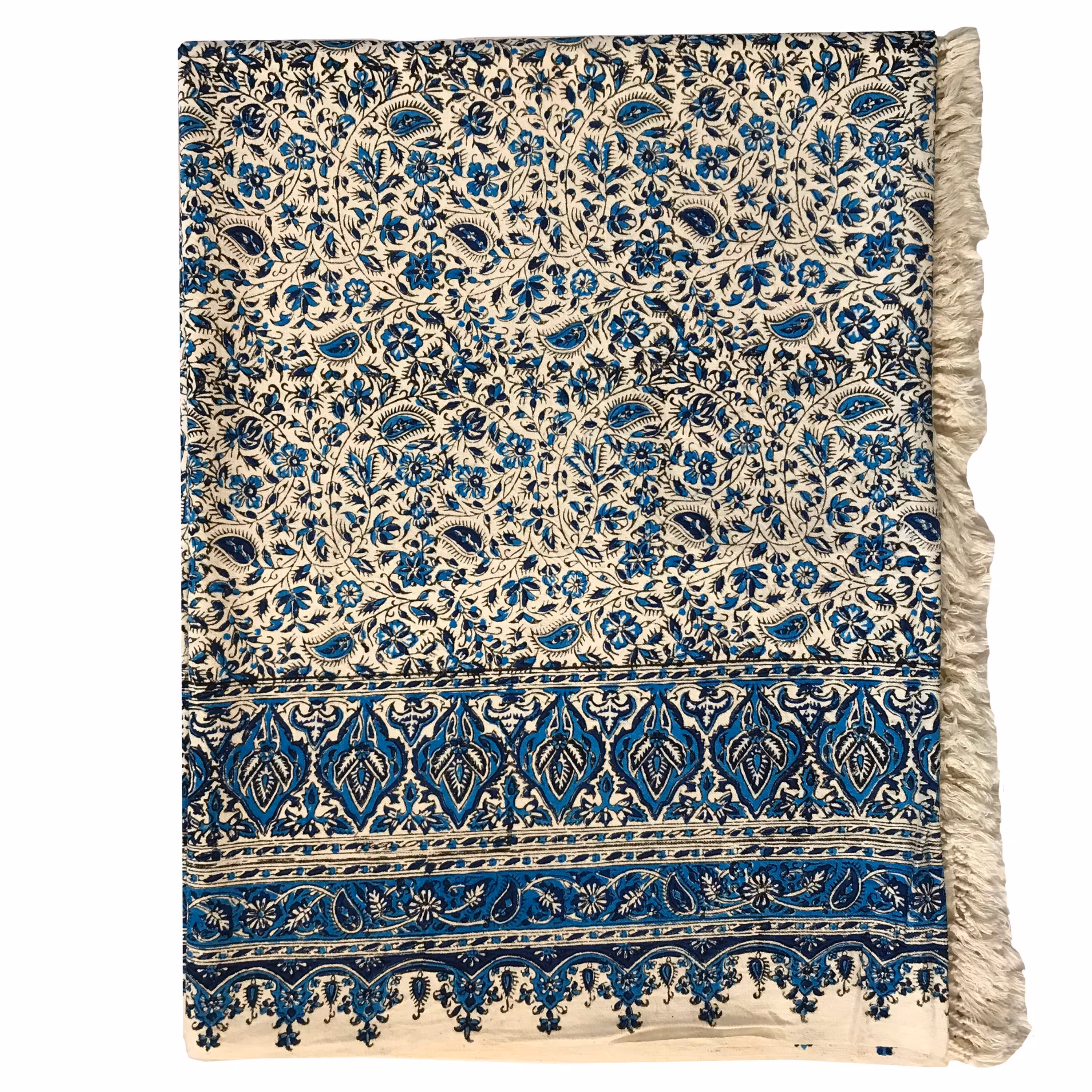 سفره قلمکار 8 نفره طرح بادامی آبی کیفیت اعلا