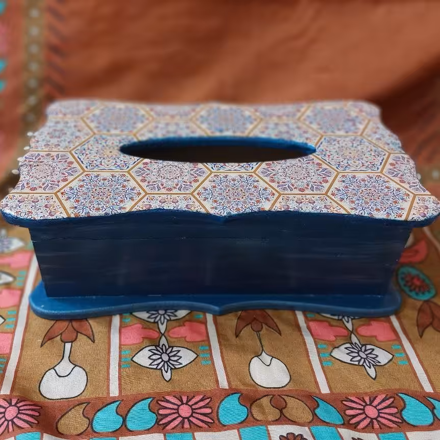جعبه دستمال و سطل چوبی