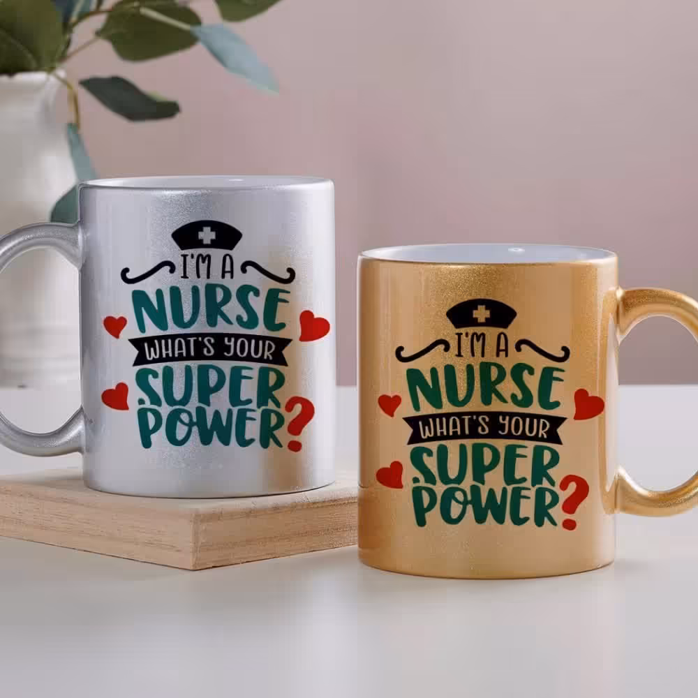 ماگ پرستار (لیوان) کد 2  مخصوص هدیه روز پرستار از جنس سرامیک با کیفیت درجه یک و رنگ طلایی