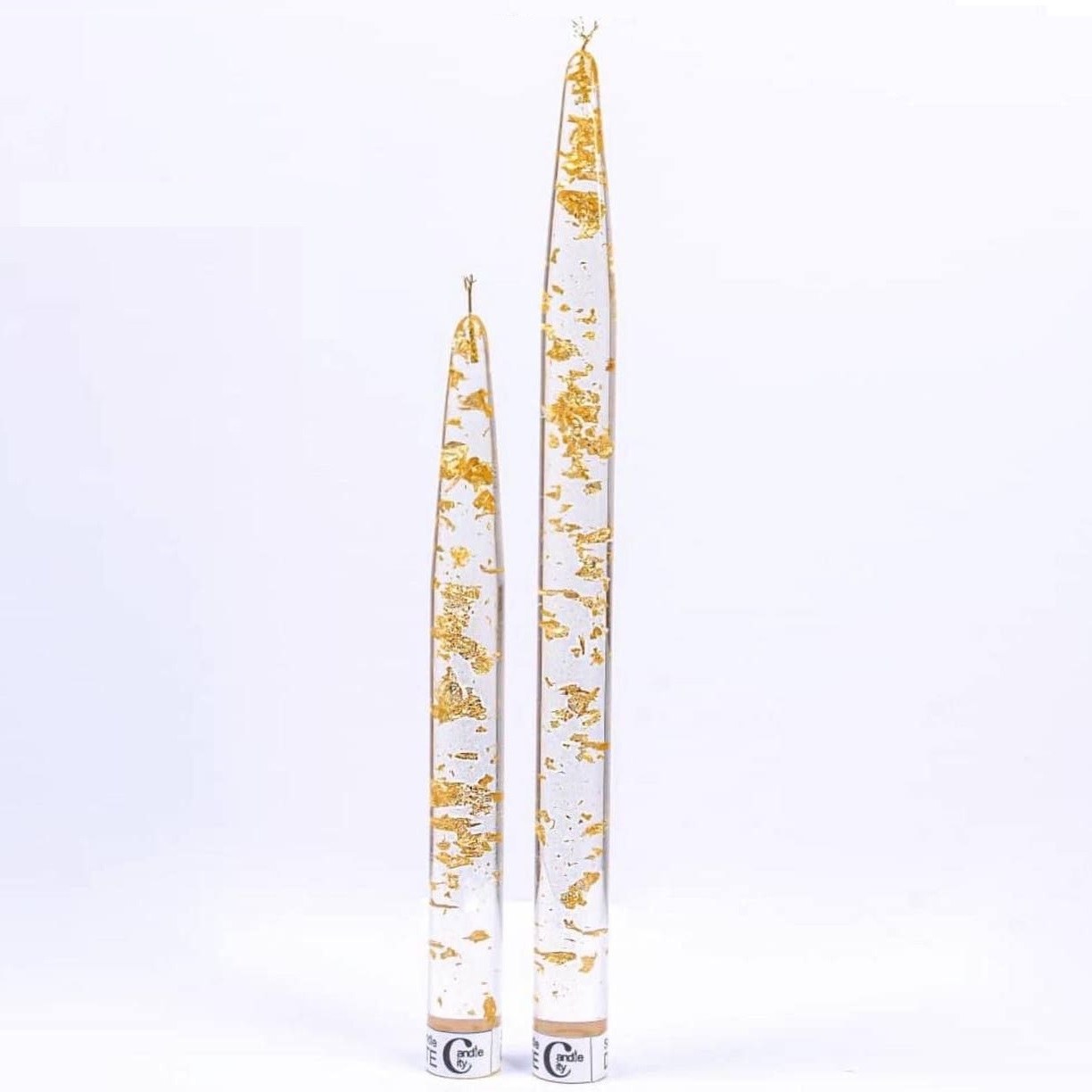 شمع کریستالی طلایی سایز بزرگ (قیمت برای 2 عدد شمع )