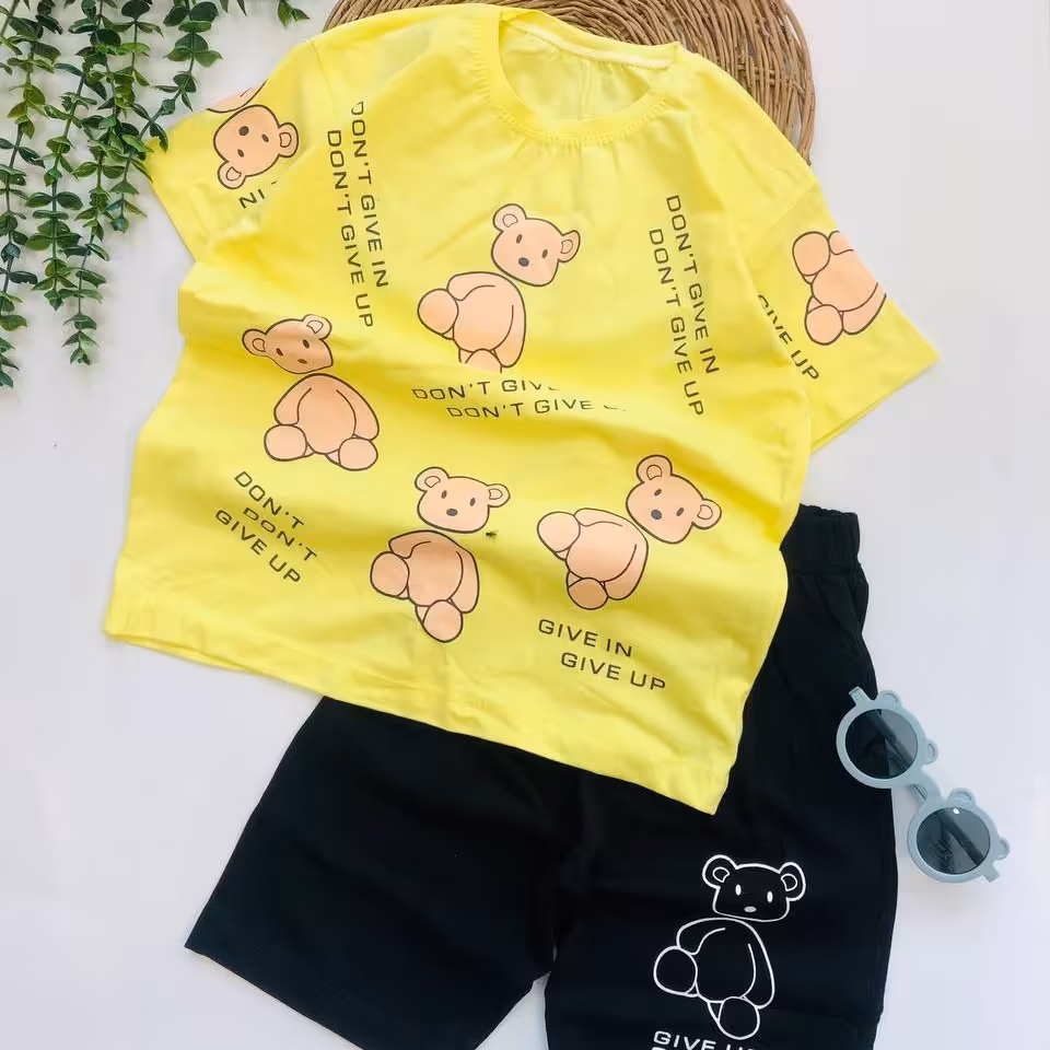 تیشرت شلوارک خرسی لباس بچه گانه ارسال رایگان مناسب 3 سال تا  6 سال 