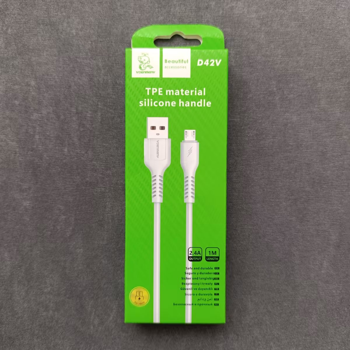 کابل شارژر micro usb دنمن (فست شارژ) یک متری - قبل ارسال تست می شود