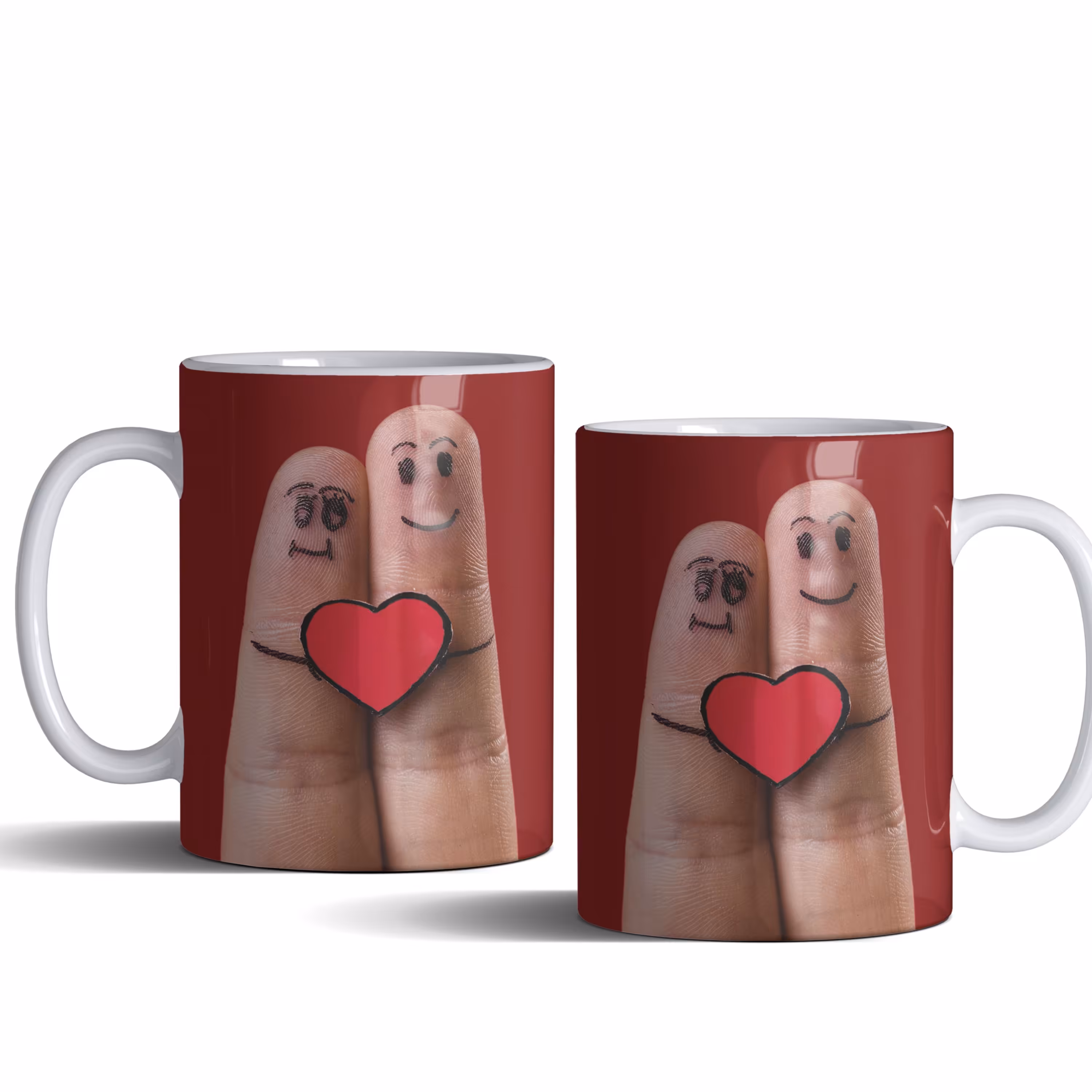 لیوان (ماگ) طرح قلب با تصویر دو انگشت