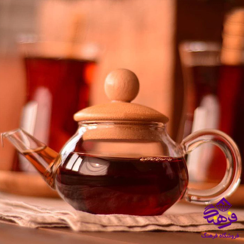 قوري زعفران گلدار  بامبو