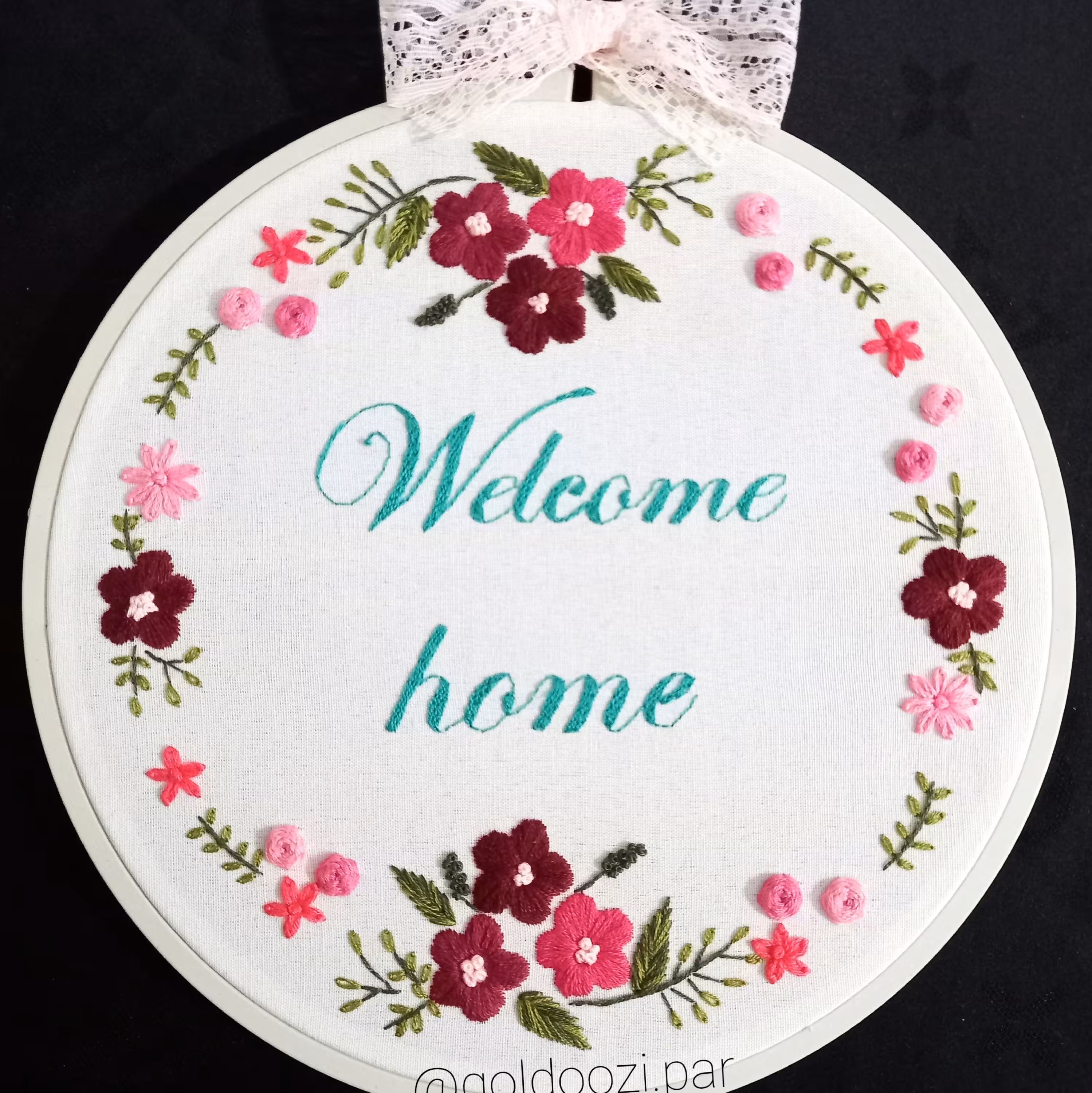 تابلو گلدوزی ،طرح  welcome  home 