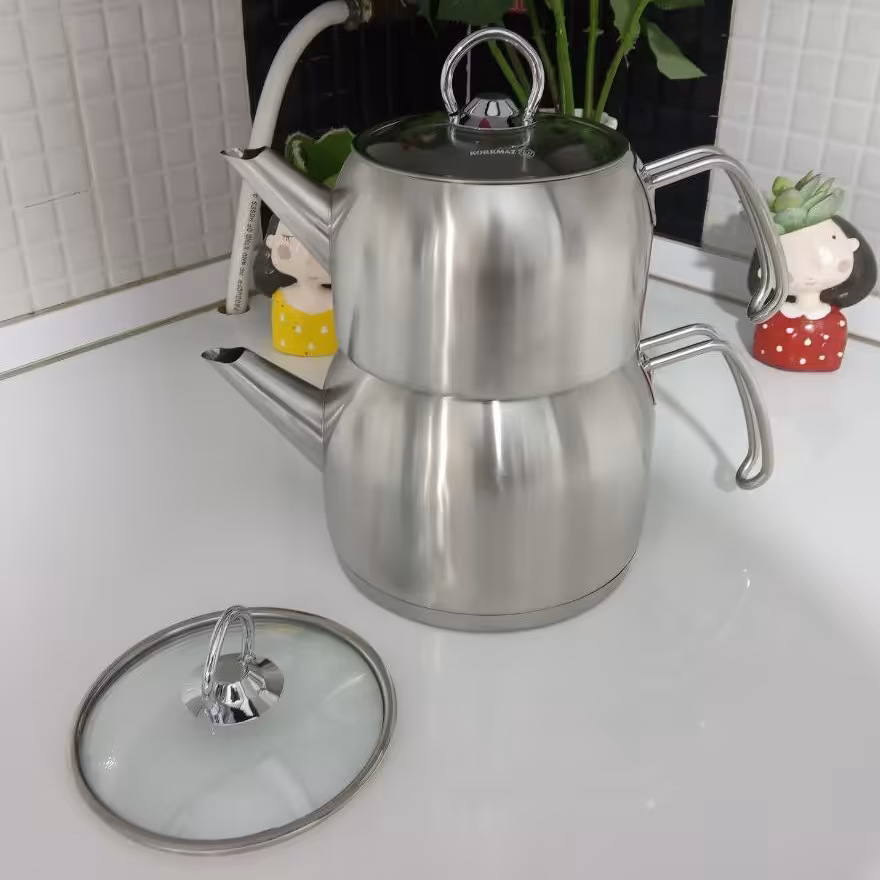 کتری قوری استیل مات کرکماز اصلی ترکیه کف چدن