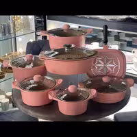 سرویس قابلمه 25 پارچه برند MGS رنگ صورتی