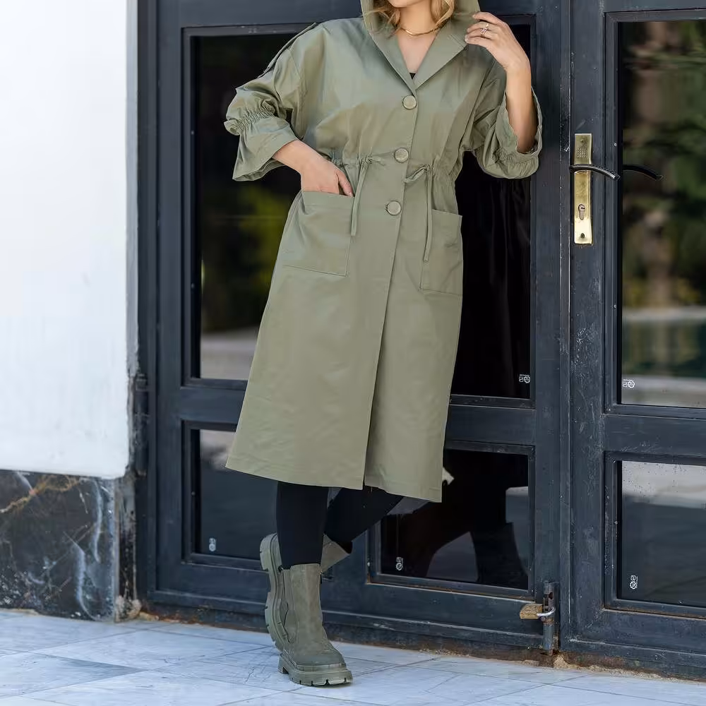 بارانی زنانه کلاهدار بدون آستر بارونی زنانه