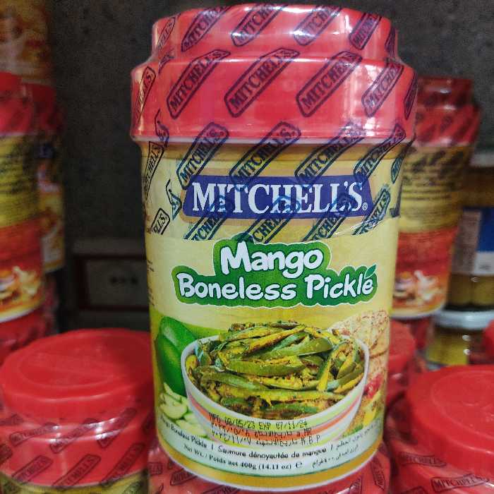 ترشی انبه خارجی بدون استخوان با ادویه و روغن خردل طعم عالی 400 گرمی پلمپ شده از پاکستان