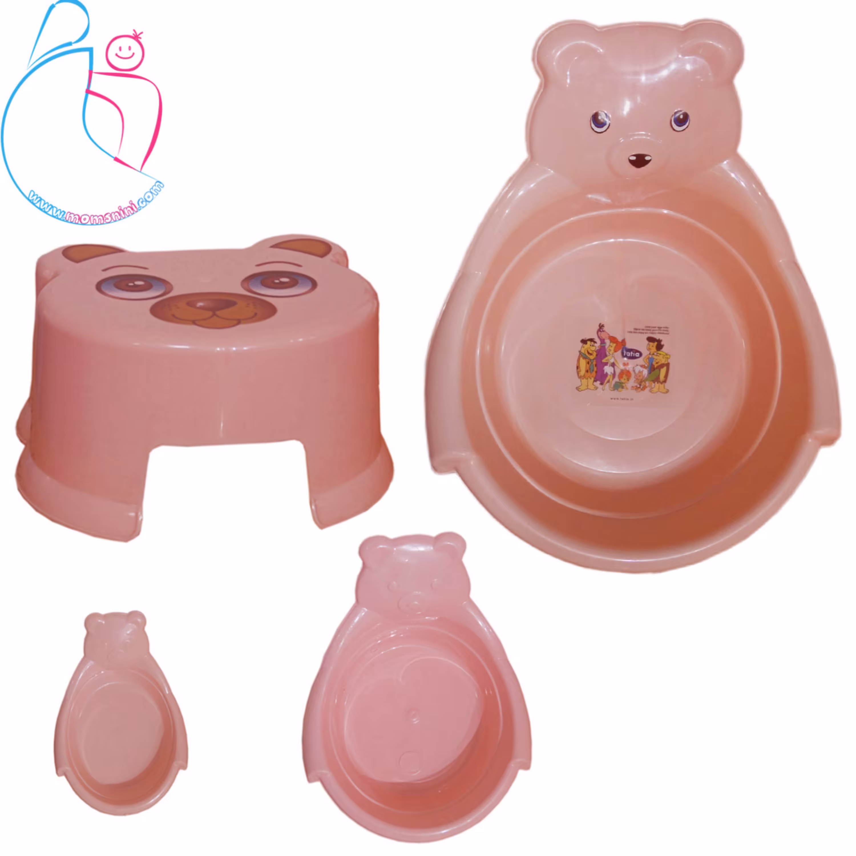 سرویس وان حمام کودک مجموعه 4 تکه رنگ صورتی گلبهی