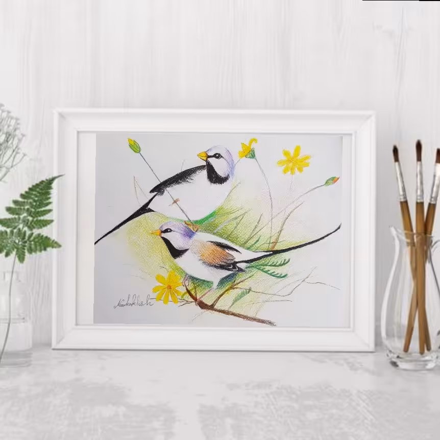 تابلو نقاشی پرندگان زیبا