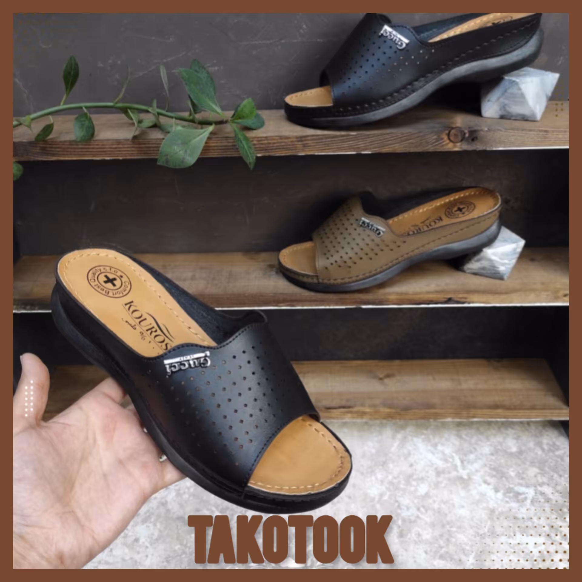 دمپایی طبی  زیره پیو  رویه چرم خارجی محصول  آنلاین شاپ مشهد