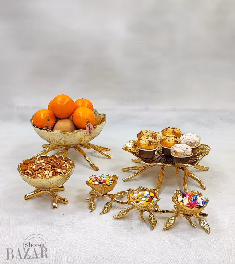 سرویس 4 پارچه پذیرایی آلومینیوم دکوری لوتوس