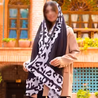 شال نخی دور دوخت مشکی سفید ارسال رایگان