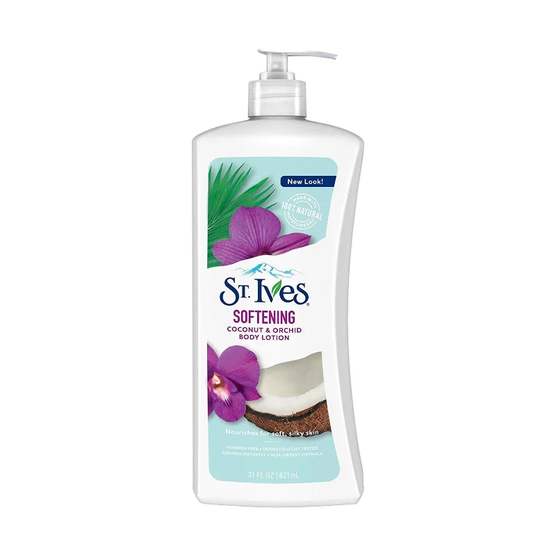 لوسیون بدن نارگیل و گل ارکیده سینت ایوز St Ives Softening Coconut and Orchid حجم 621 میلی لیتر