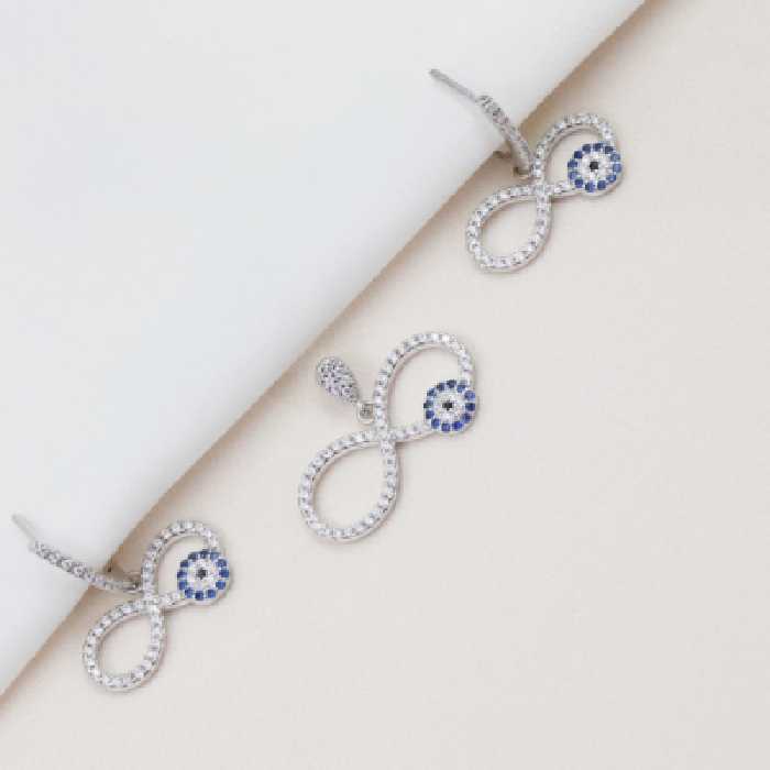 نیمست نقره طرح بی نهایت و چشم نظر کد 1608