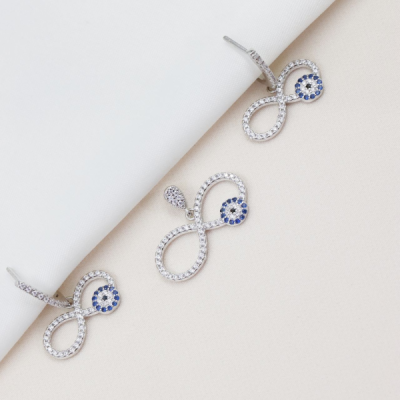 نیمست نقره طرح بی نهایت و چشم نظر کد 1608