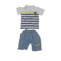 تیشرت شلوارک پسرانه  طرحدار طوسی