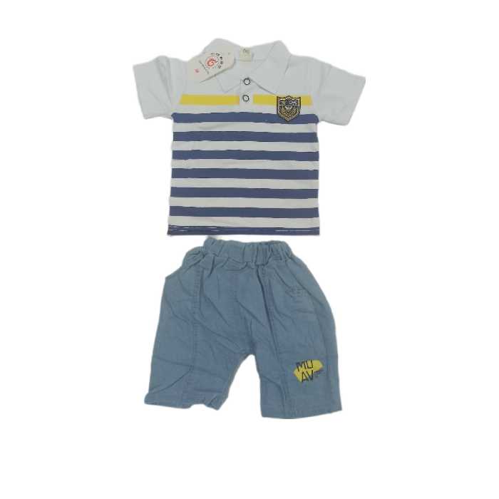 تیشرت شلوارک پسرانه  طرحدار طوسی