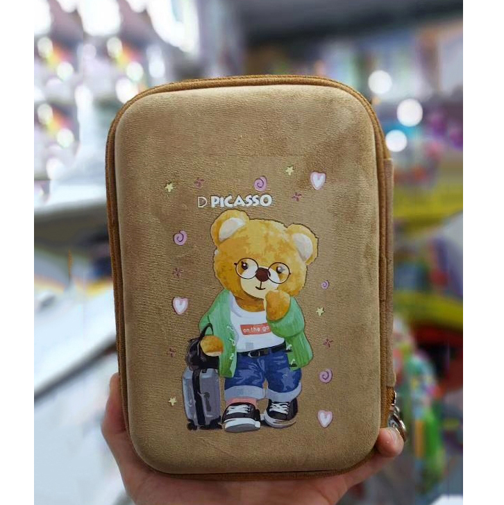 جامدادی تبلتی بزرگ مخمل طرح خرس