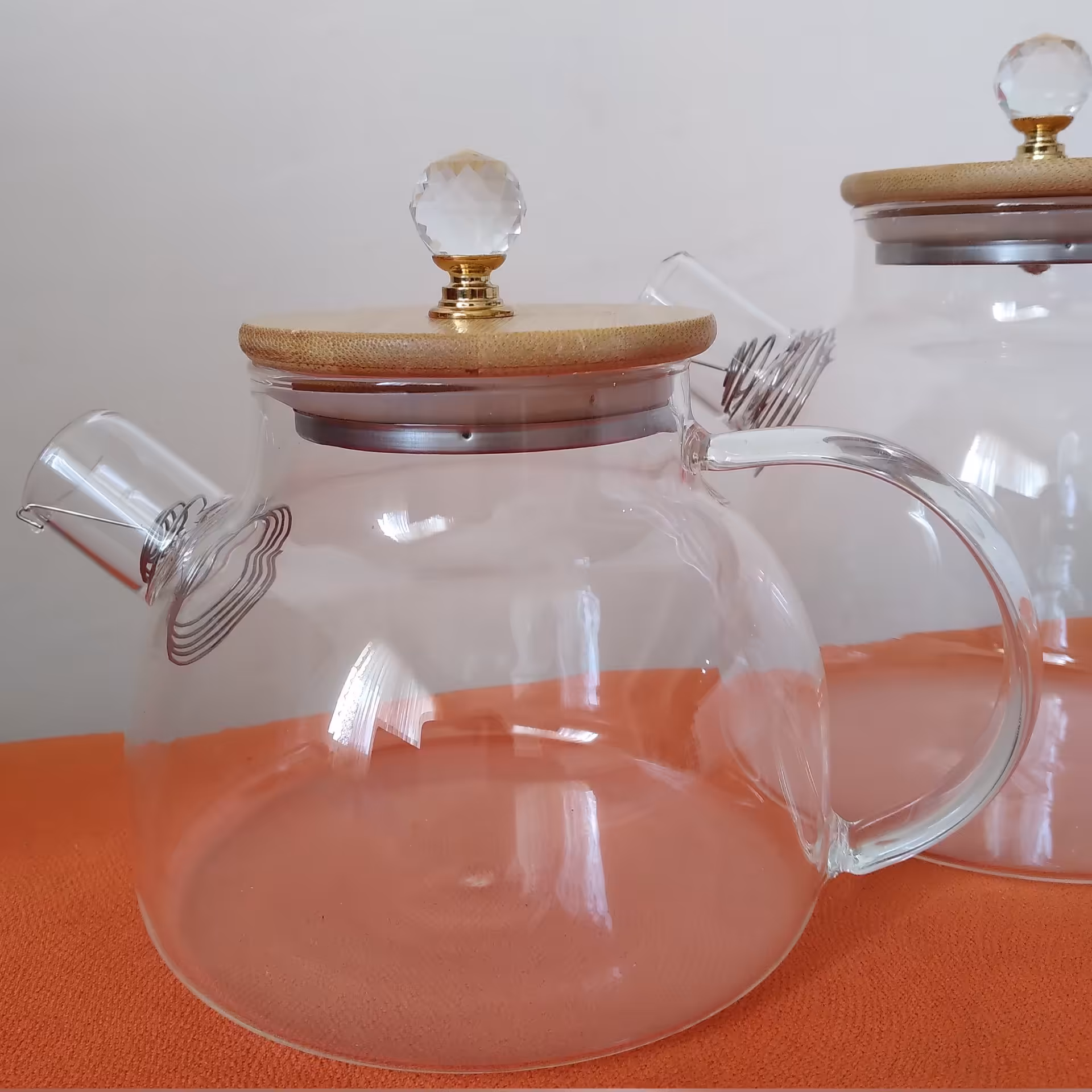 قوری پیرکس شعله مستقیم درب بامبو الماسی سایز  کوچک