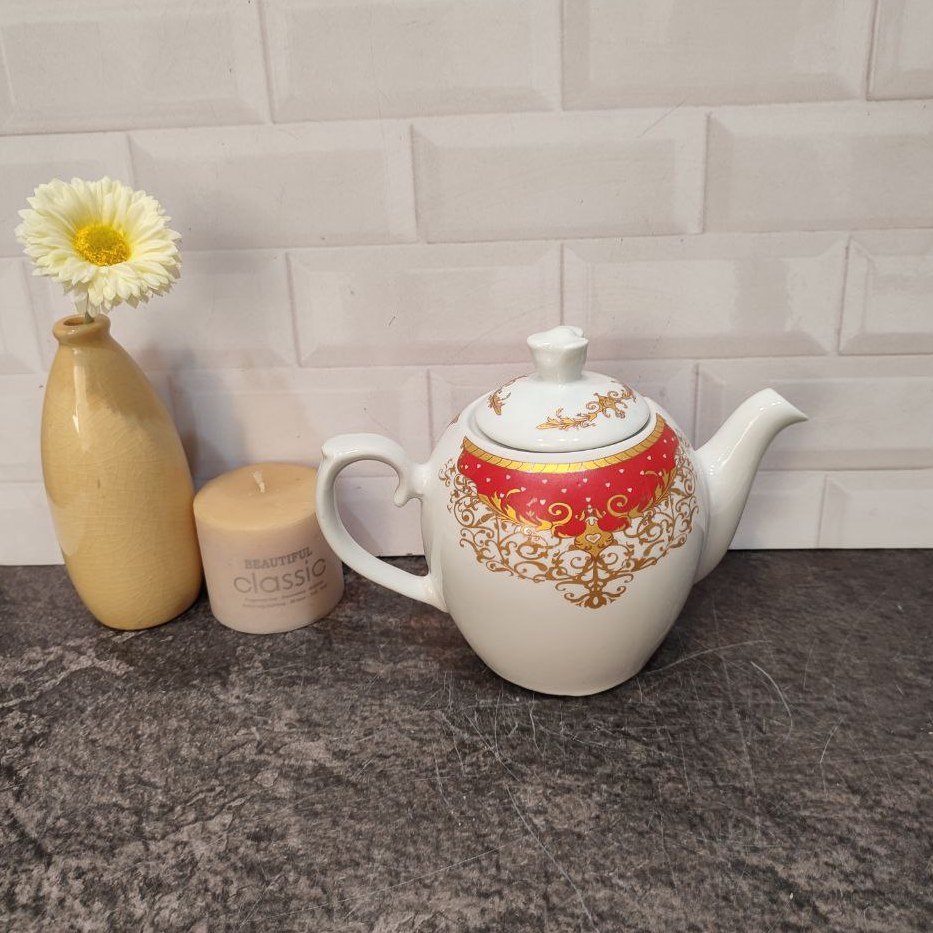 قوری چایی دمنوش کد 652سایز متوسط قوری چینی گلدار طراحی زیبا و خاص باکیفیت مقاوم 