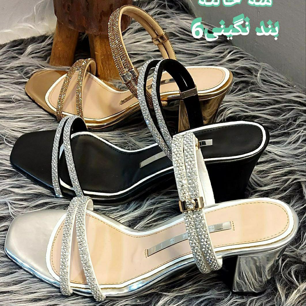 صندل مجلسی زنانه نگین کاری شده پاشنه جدید