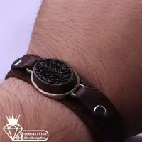 دستبند حدید سماقی چهار سلام زیارت عاشورا چرم گاوی طبیعی ارسال رایگان 