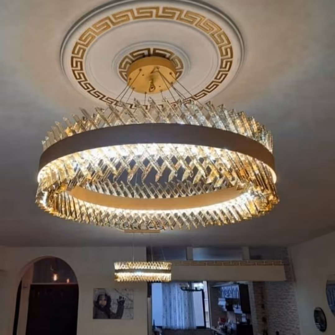 لوستر لوتوس 60cm باکریستال کاردی 20cm همراه با دولاین لامپ های smd