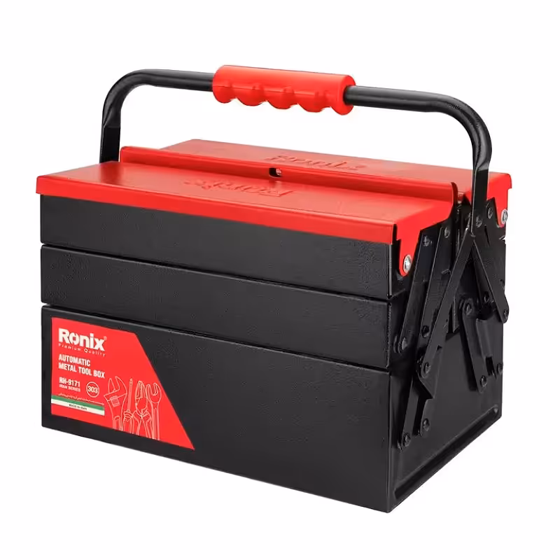 جعبه ابزار فلزی اتوماتیک30سانتی متر 3طبقه سری ایران رونیکس مدل9171