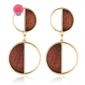 گوشواره حلقه کوچک و بزرگ نگین چوب EAR357G0